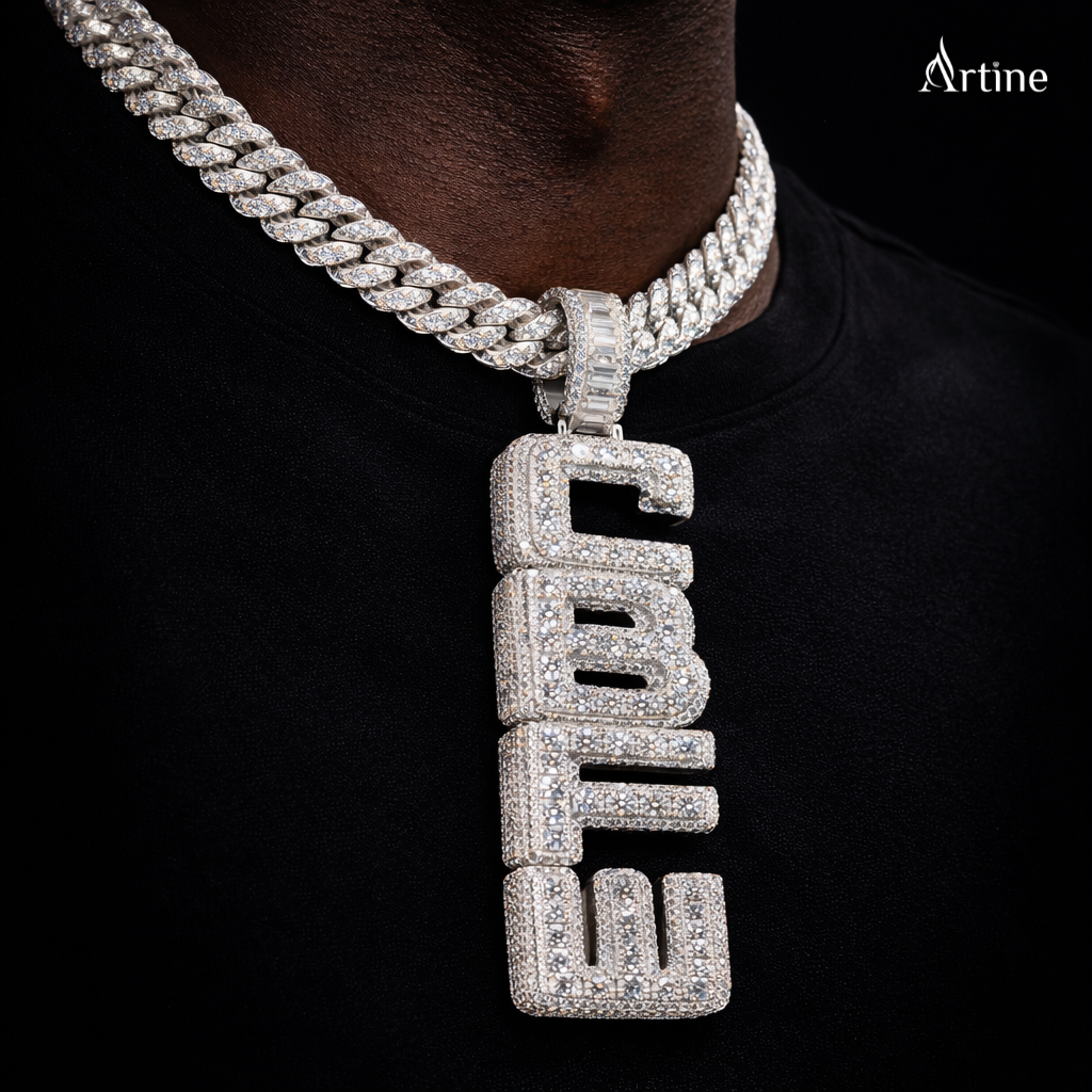 Iced “CBFE” Letter Pendant – Fully VVS Moissanite Hip-Hop Charm