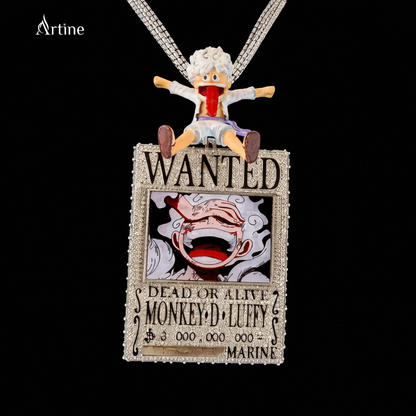Iced Wanted Poster Pendant – Monkey D. Luffy Anime Statement Charm