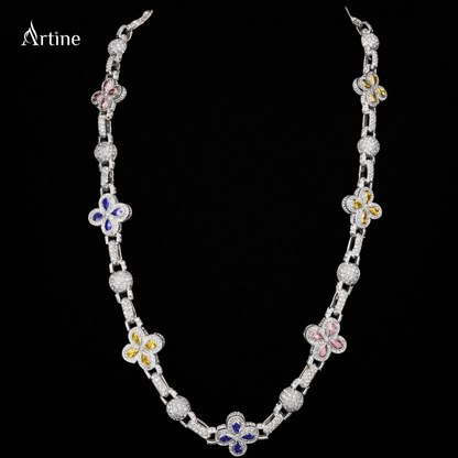 Bloom Royale Multicolor Diamond Floral Chain Necklace