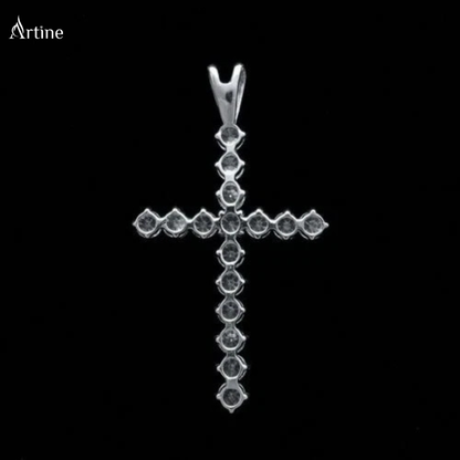 Classic Iced Cross Pendant – Moissanite Diamond-Look Charm
