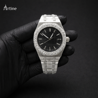 Arctic Crown Elite – Iced Diamond Bezel Silver Luxury Watch