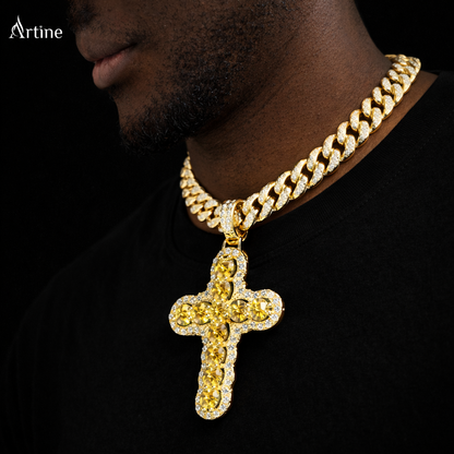 Emerald Cross Pendant – Gold Finish Iced Luxury Charm