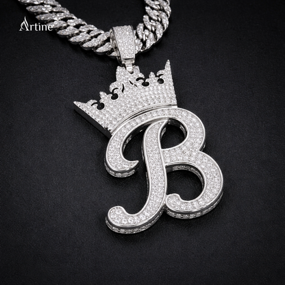 Break A Leg ‘B’ Iced Chain-Wrapped Statement Pendan