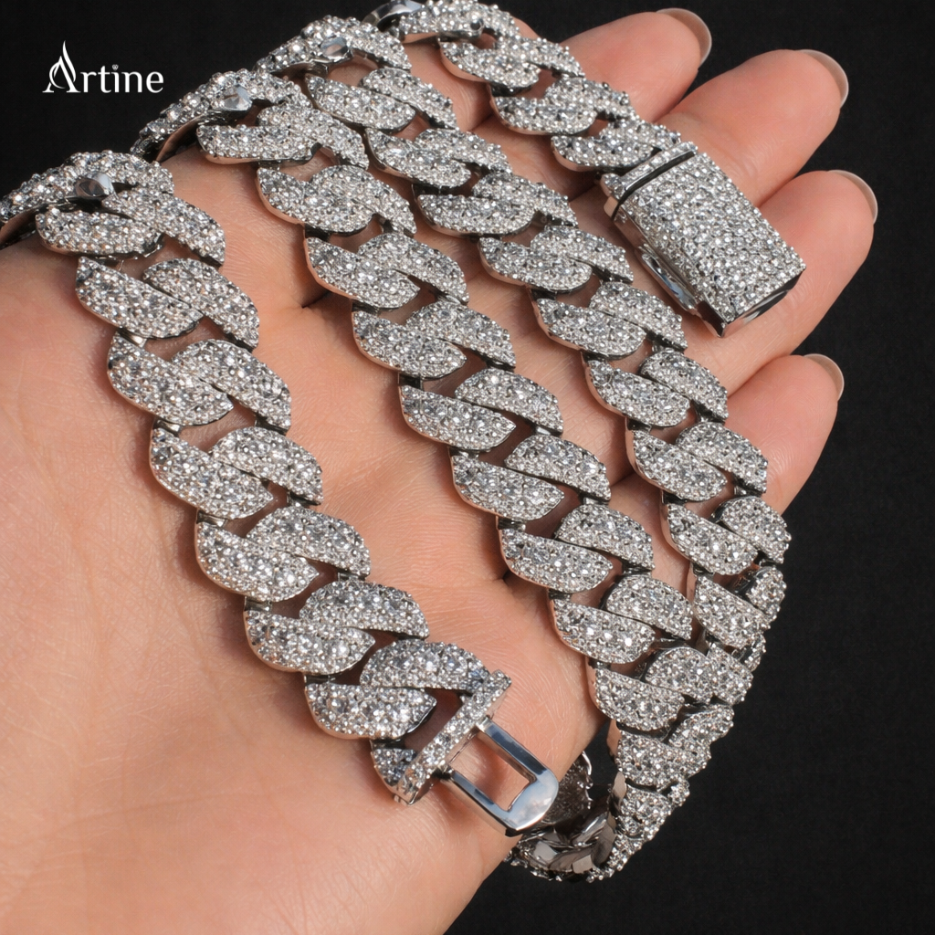 Iced Silver Cuban Link Statement Chain