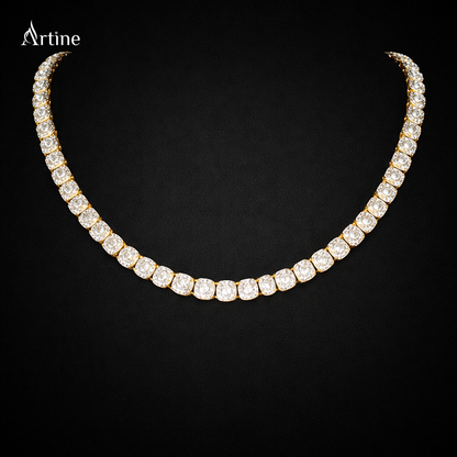 Golden Princess Cut Diamond Tennis Chain