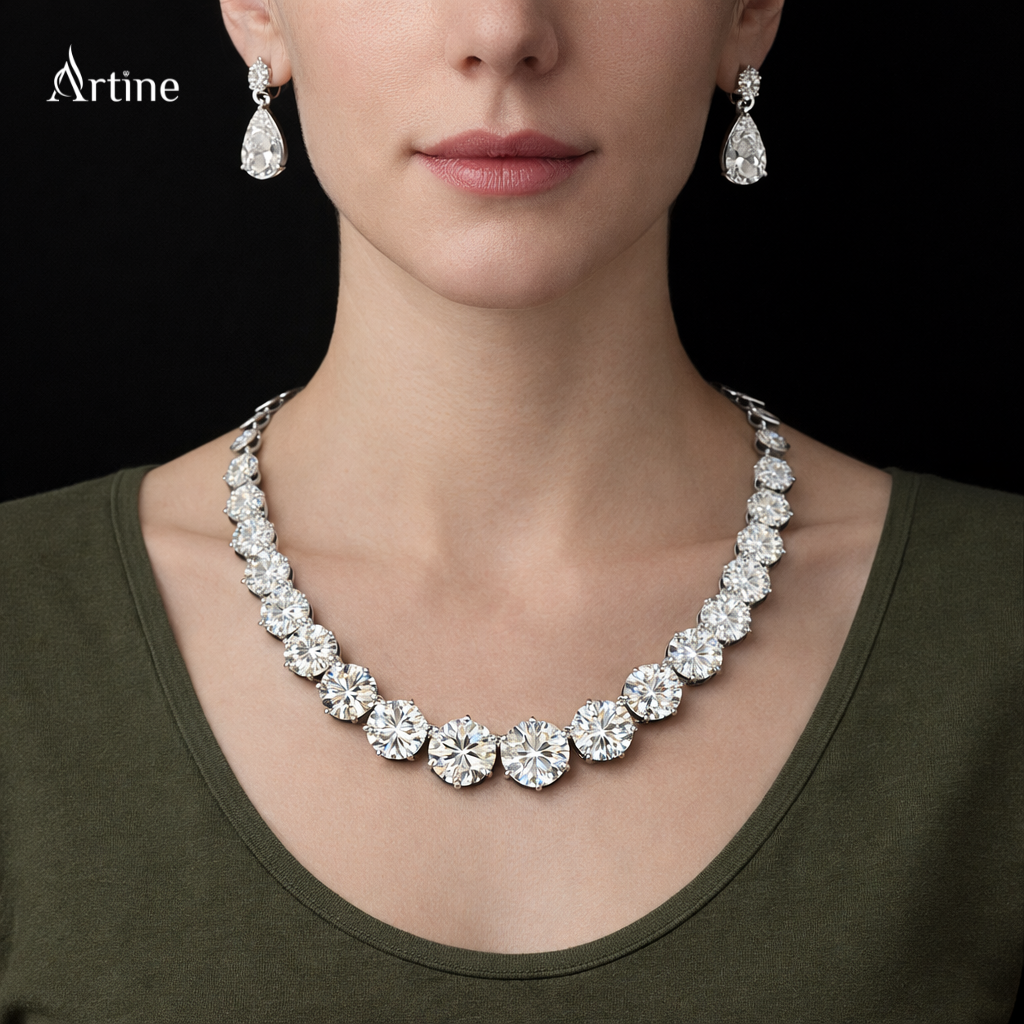 Royal Radiance Diamond Tennis Necklace Set