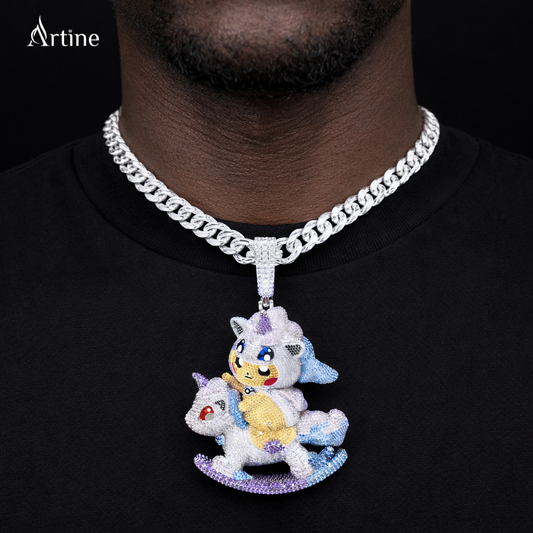 Iced Unicorn Rider Pendant