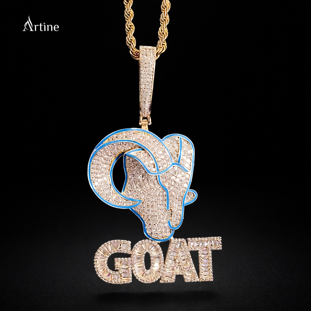 Iced Goat Zodiac Pendant – Diamond-Look Capricorn Statement Charm