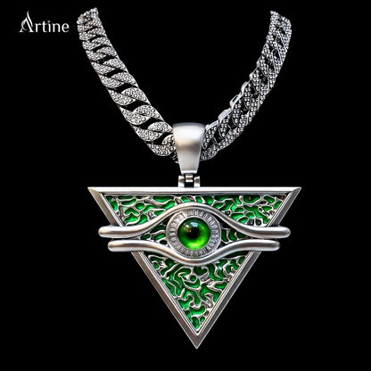 Emerald Eye Triangle Pendant