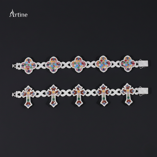 Rainbow Cross Clover Radiance Bracelet