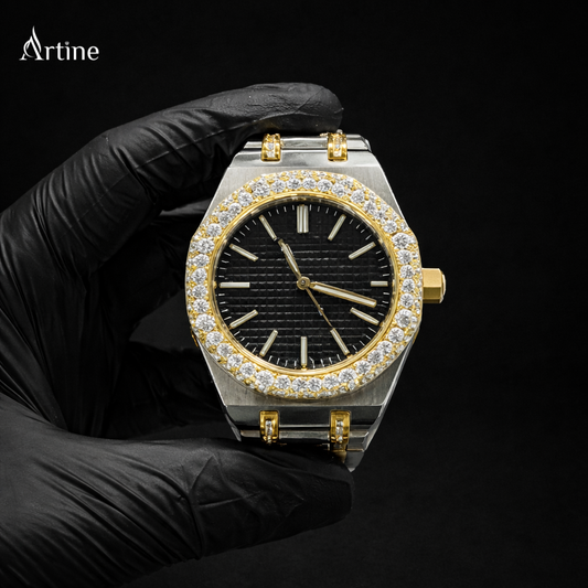 Imperial Frost Gold – Two-Tone Iced Diamond Bezel Luxury Watch