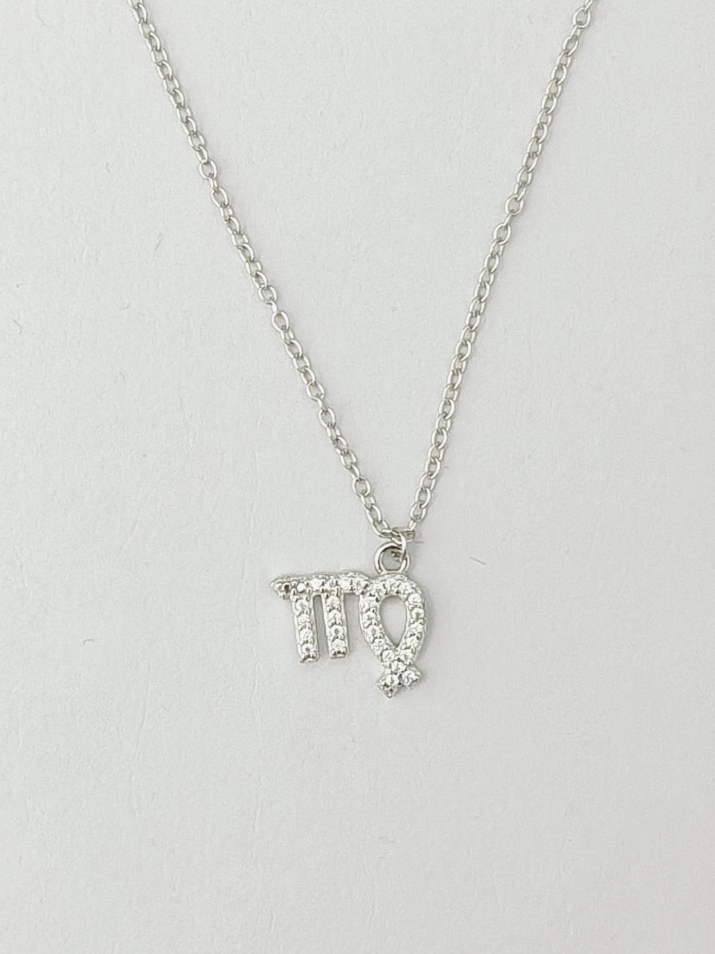 Silver necklace with a 'TP' pendant on a light gray background