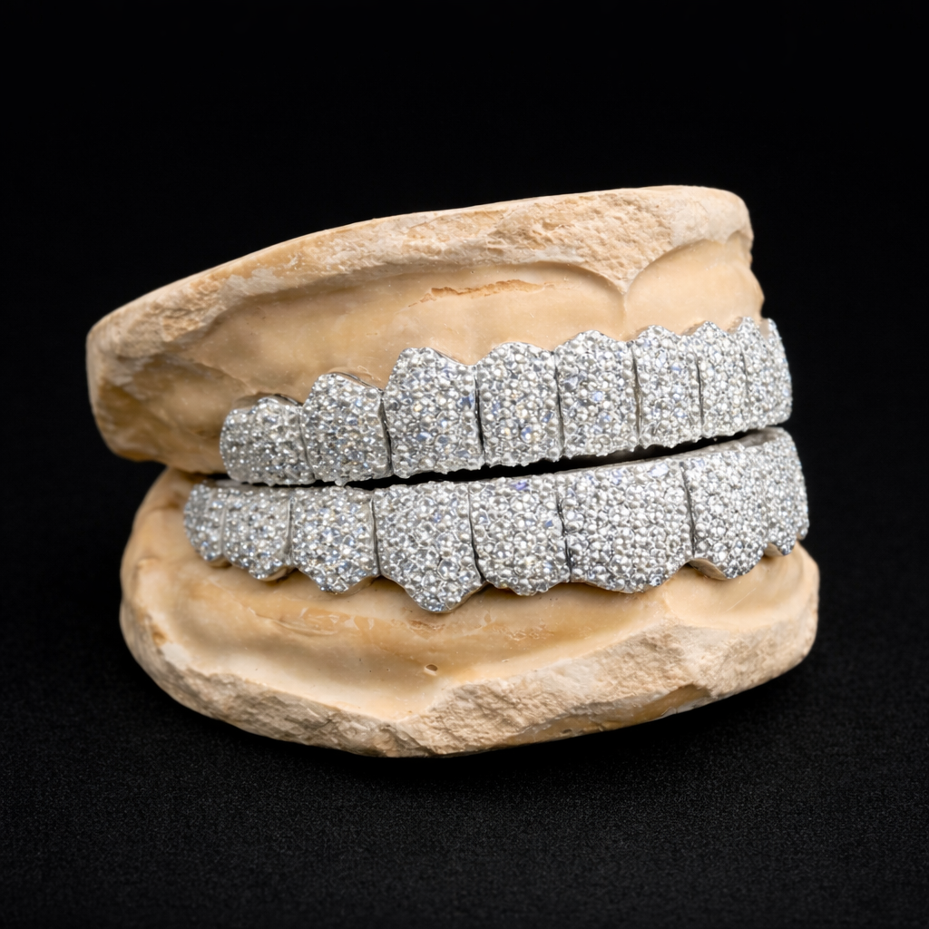 Fully Iced VVS Diamond Grillz Set – Luxury Hip Hop Teeth Jewelry