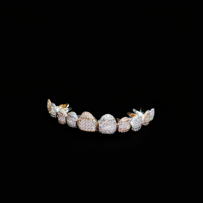 Luxury Iced-Out Diamond Fang Grillz (Top & Bottom Set)