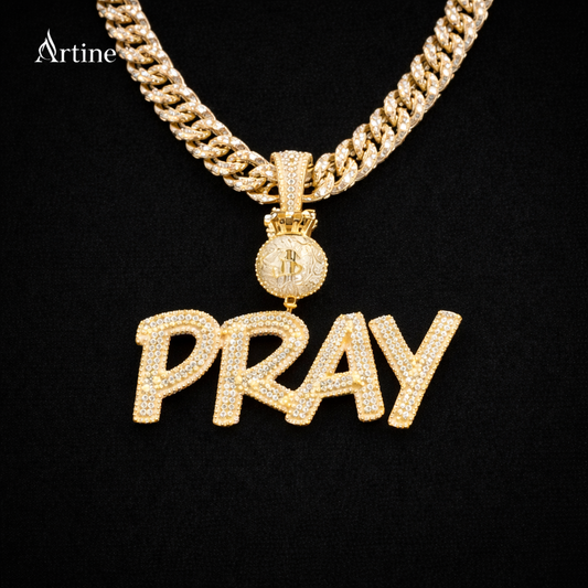 Custom Iced Name Pendant – Gold Script Letter Bling Charm