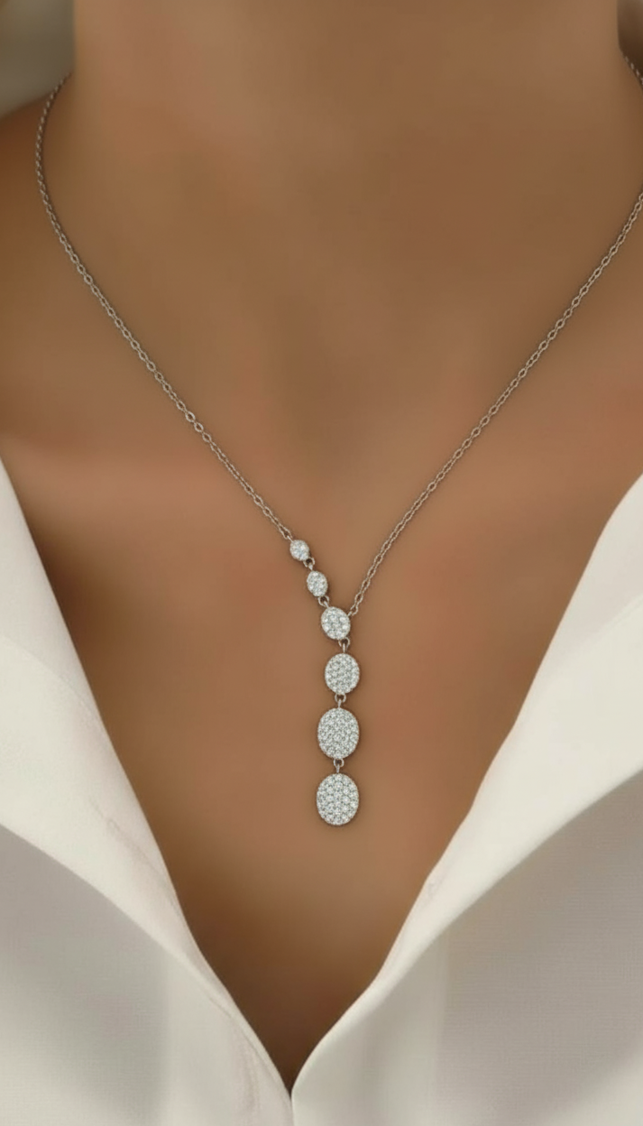 Drop Round Diamond Necklace