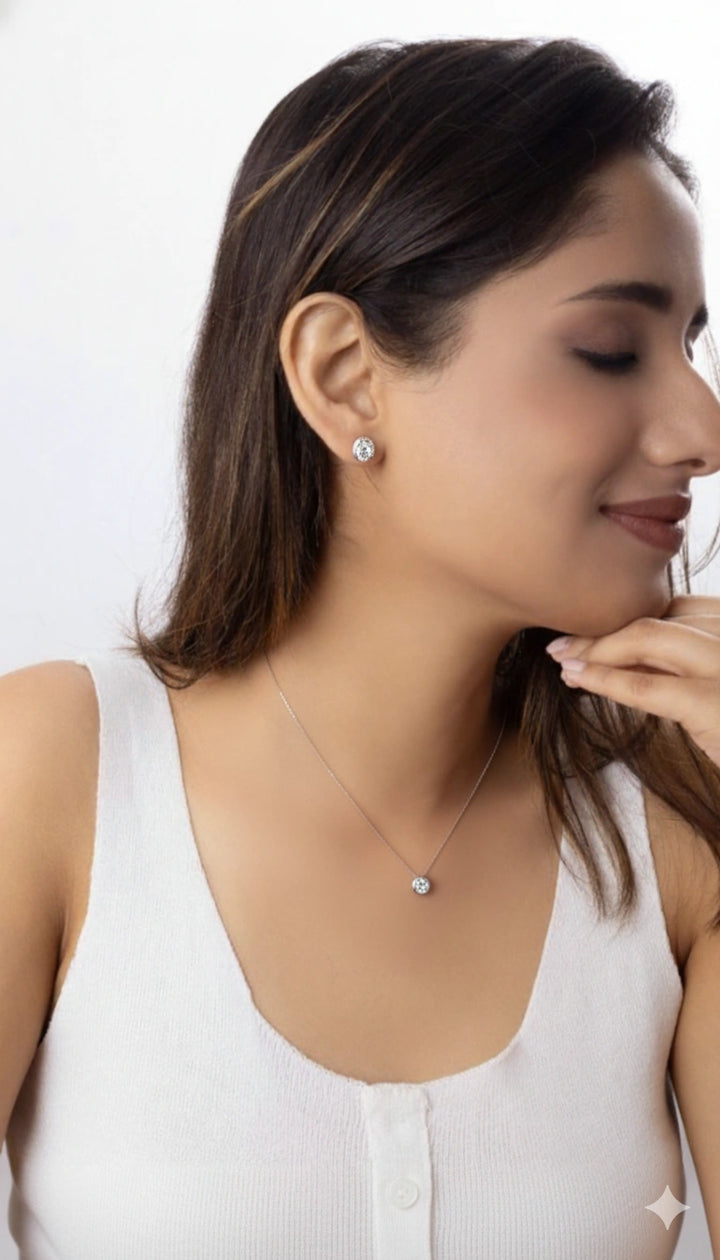 Designer Pearl Pendant Necklace & Earrings Jewellery Combo