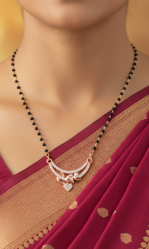 Traditional Black Bead Silver Mangalsutra