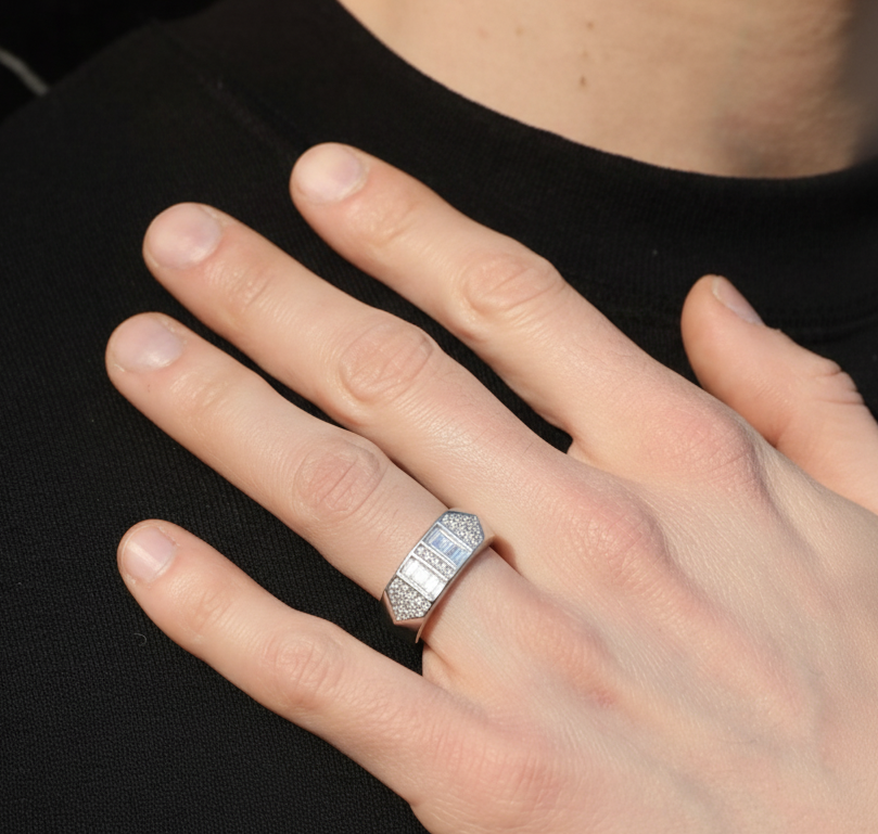 Wide Wedding Band in Silver Men