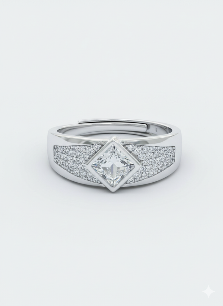 Customized Initial Ring in Silver for Men