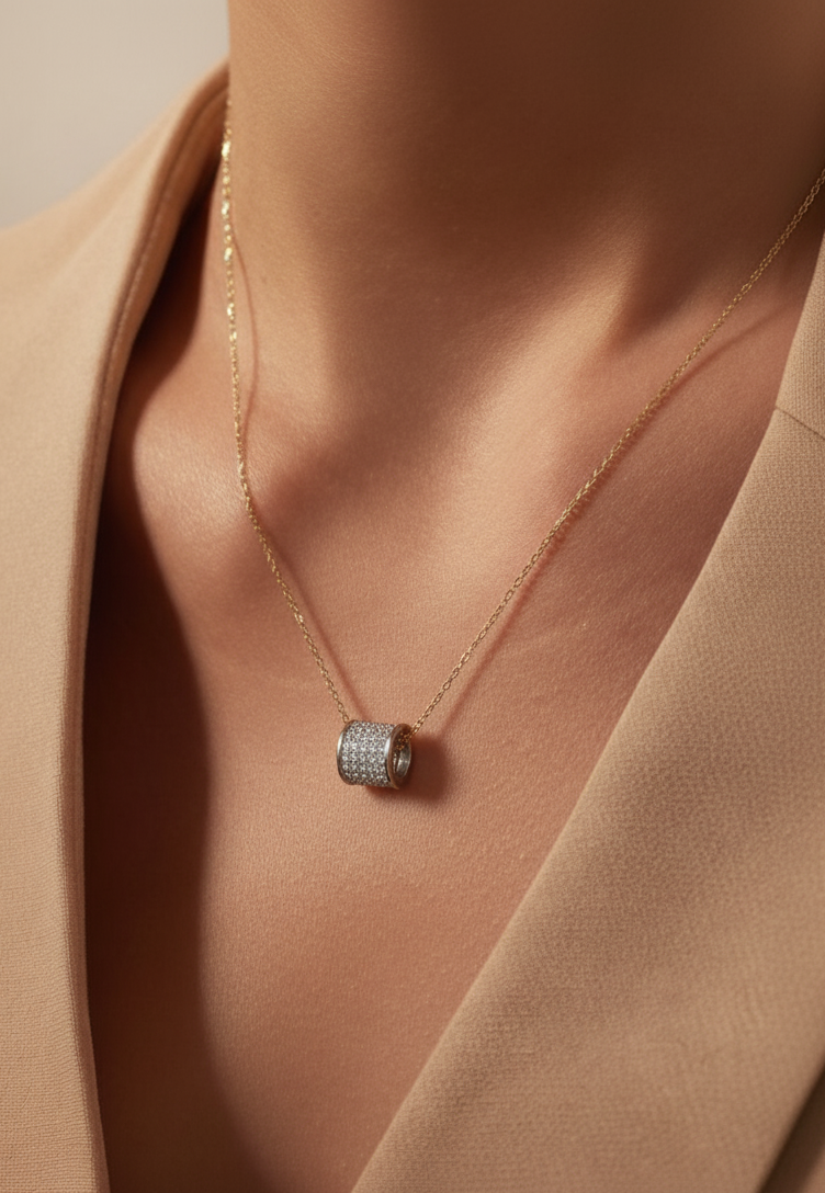 Circle Ring Diamond Necklace