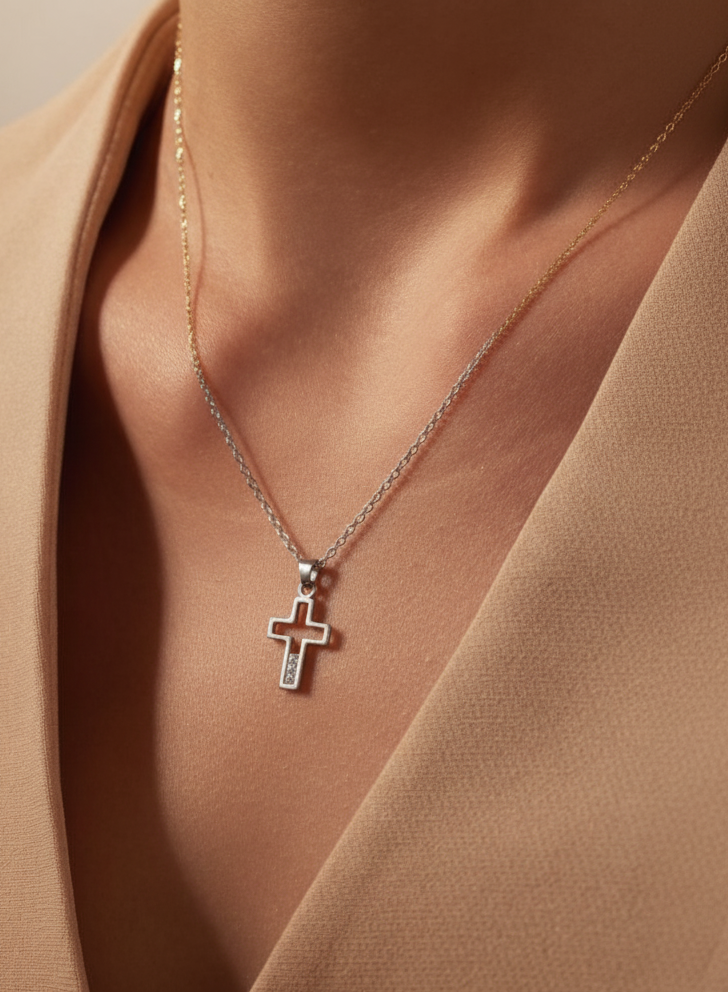 Minimal Silver Cross Pendant