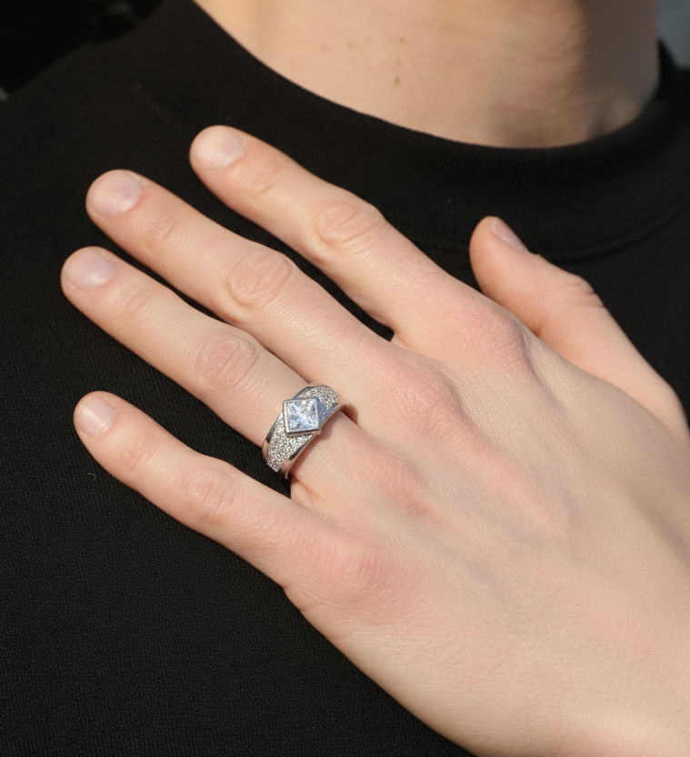 Customized Initial Ring in Silver for Men