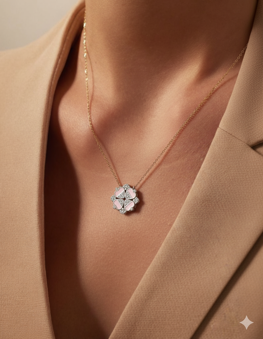 Combine Four Heart Silver chain pendant