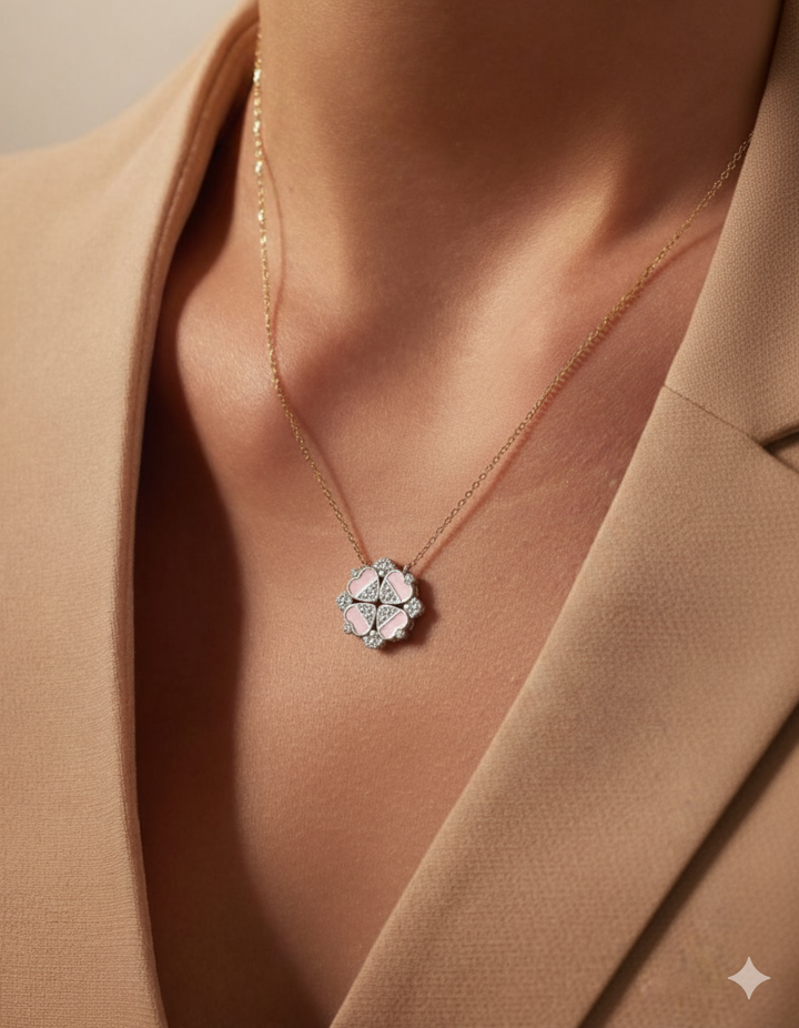 Combine Four Heart Silver chain pendant