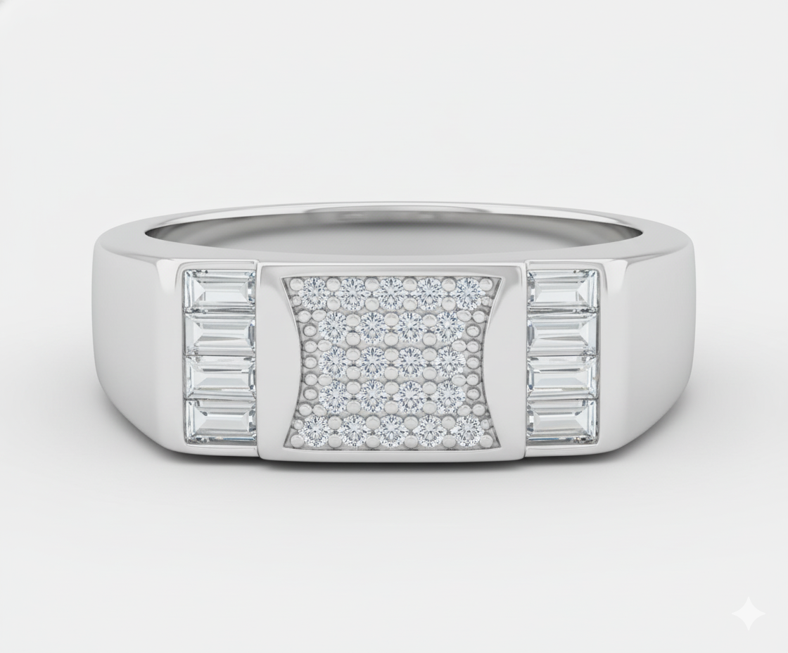 Modern Silver Band Ring Men