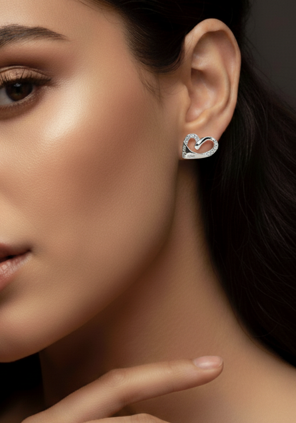 Traditional Indian Silver Chandbali Earrings