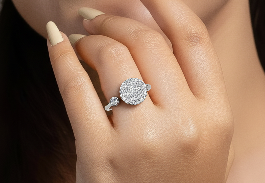 Designer Silver Ring with Carving