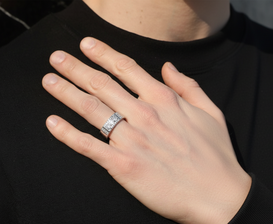 Platinum Lookalike Silver Band Ring