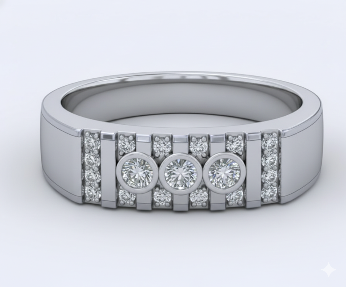 Platinum Lookalike Silver Band Ring