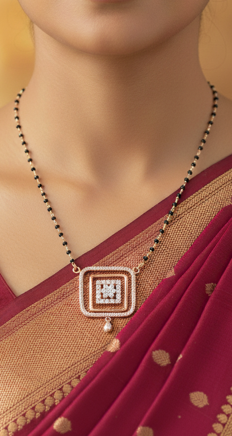 Layered Silver Mangalsutra for Women