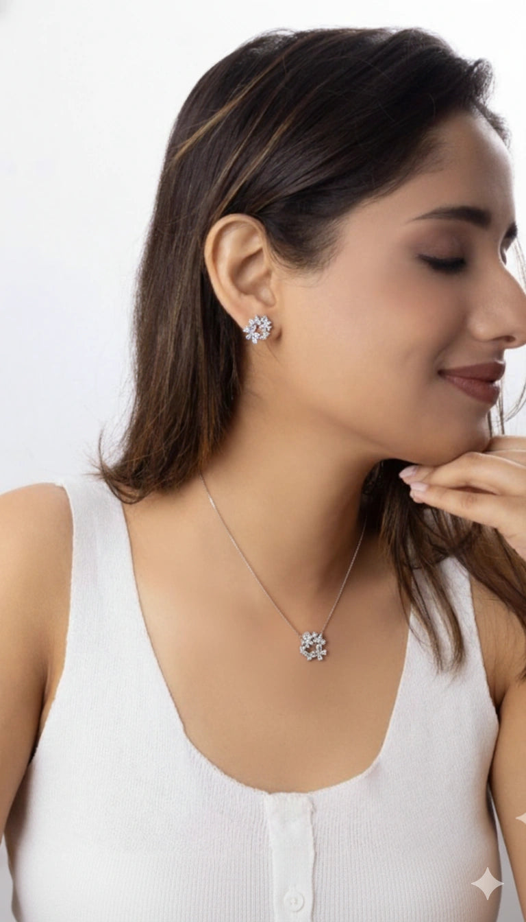 Sterling Silver Pendant and Earrings Combo