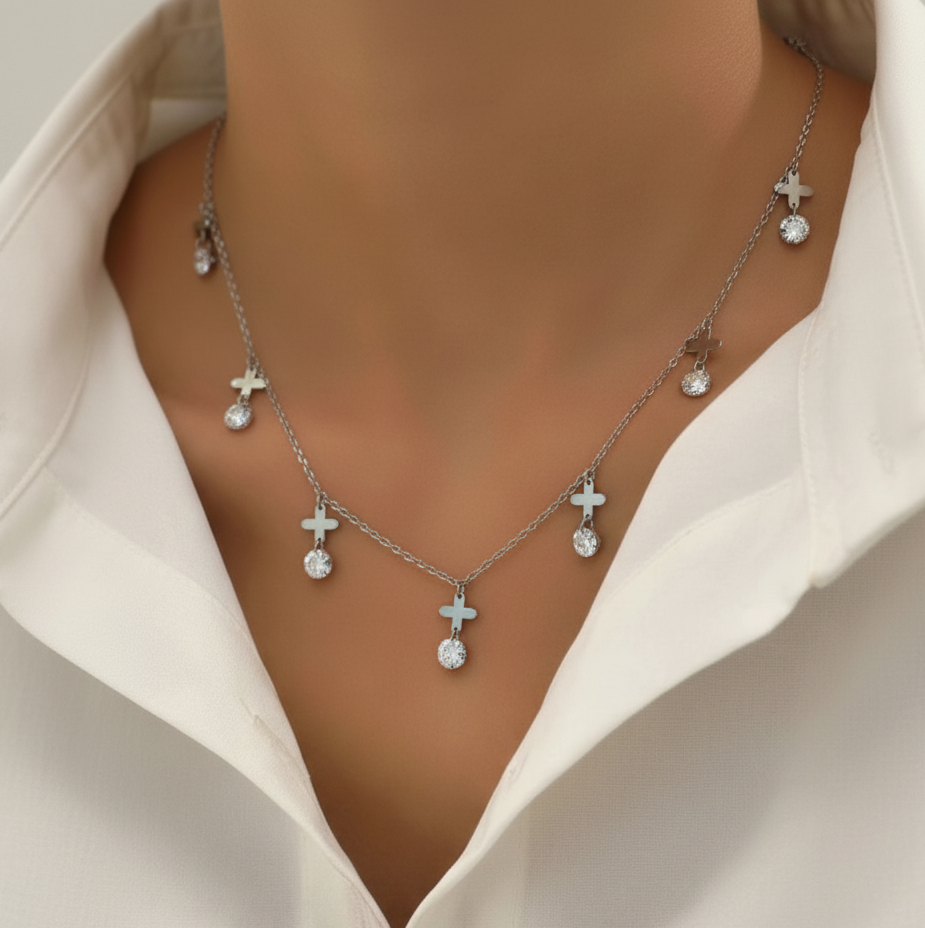 Faith-Inspired Crystal Charm Necklace