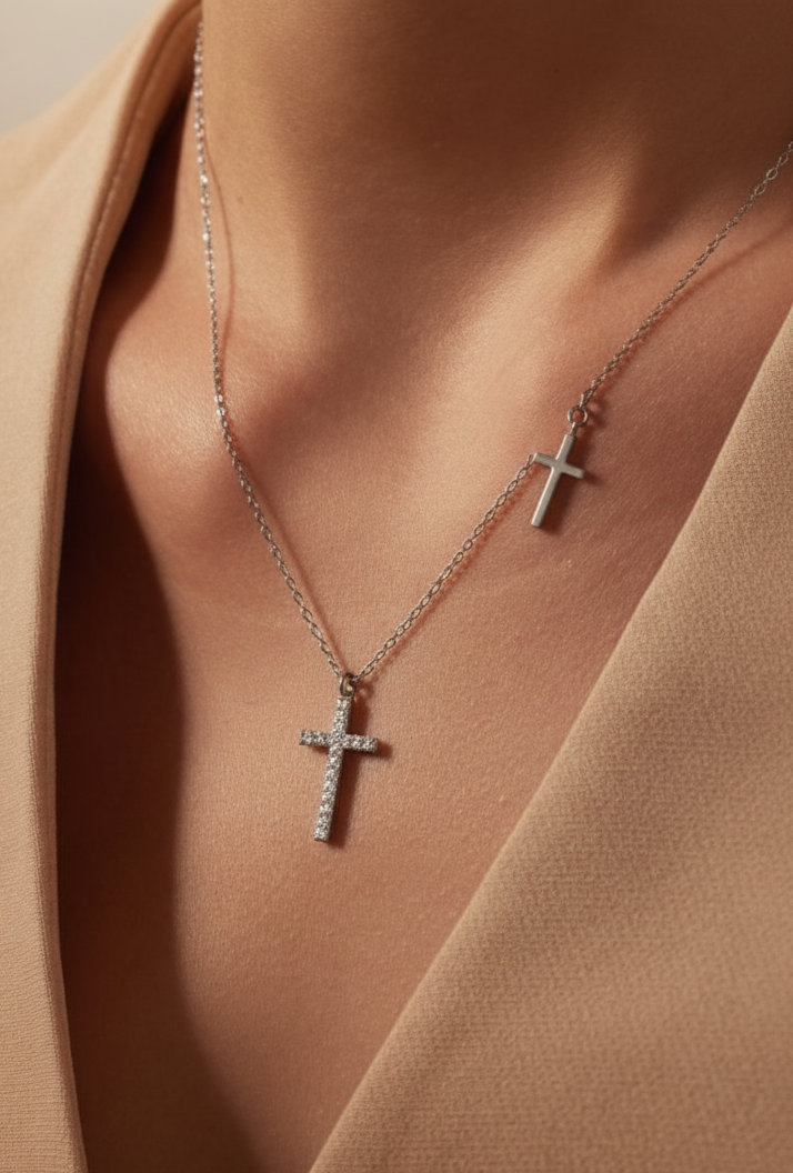 Two Cross Silver Pendant