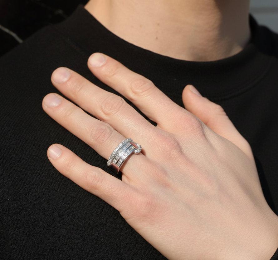 Silver Wedding Band Ring for Men