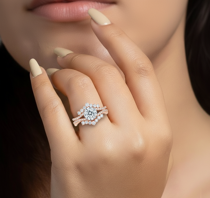 Fashion Ring with Rose Gold Polish