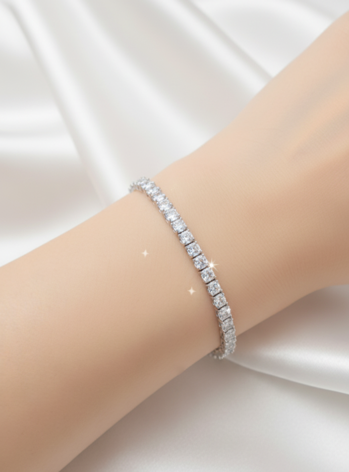 Tennis Diamond Silver Bracelet