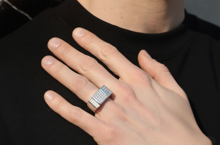 Modern Silver Band Ring Men