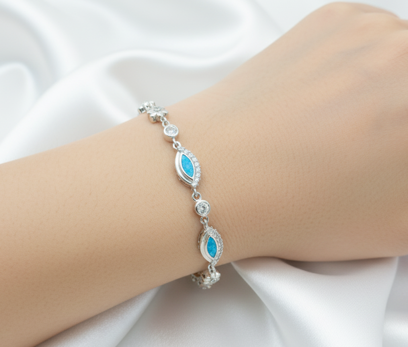 Floral Design Silver Bracelet