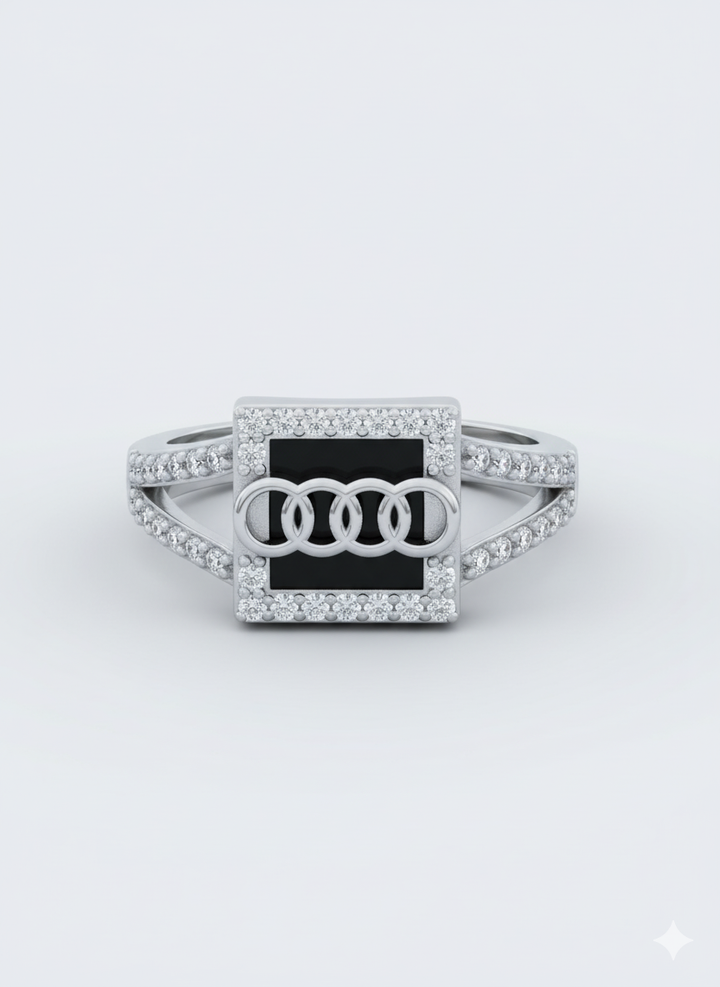 Black Stone Silver Ring for Men