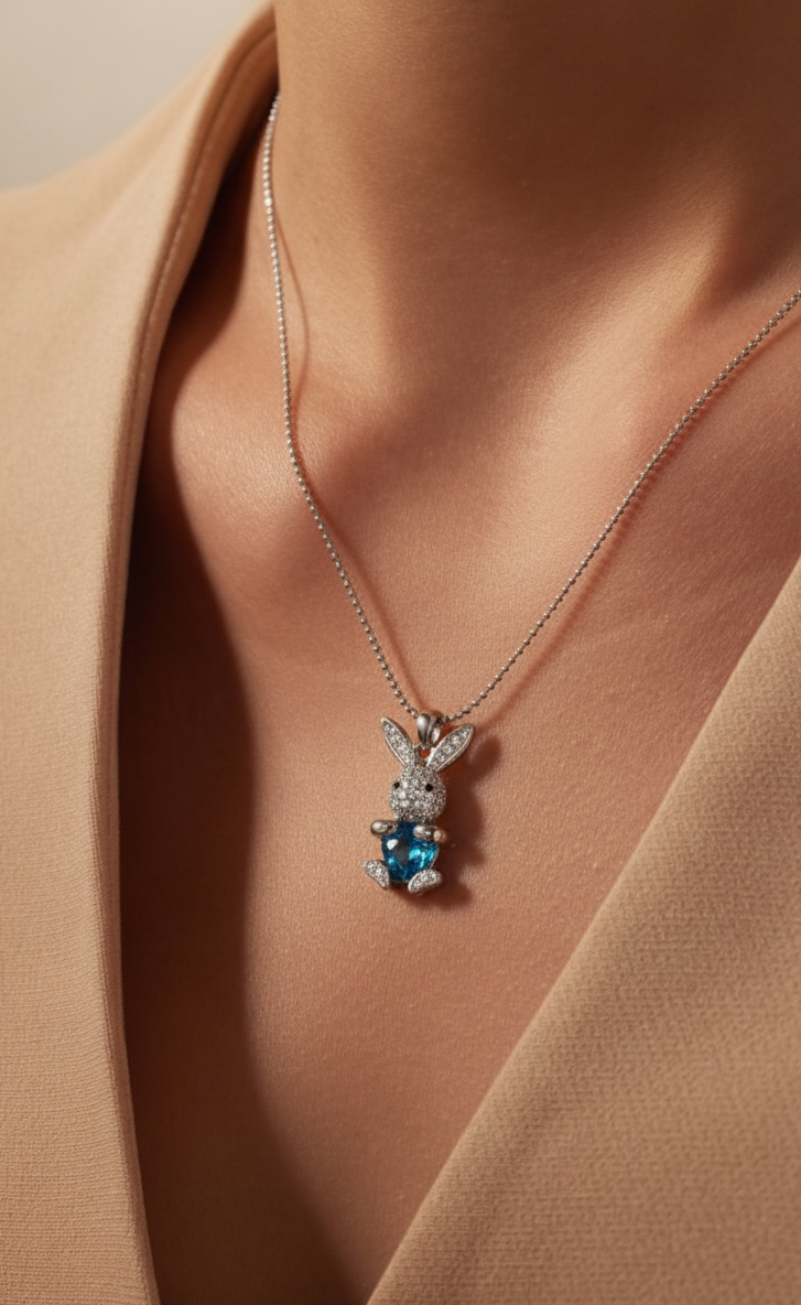 Bunny Heart Crystal Pendant