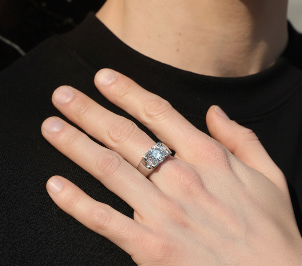 Statement Silver Ring Men