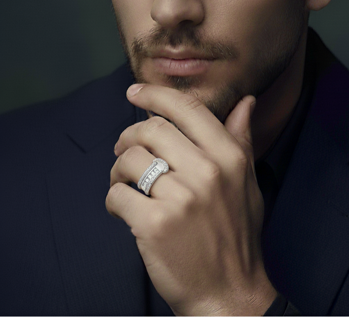 Silver Wedding Band Ring for Men
