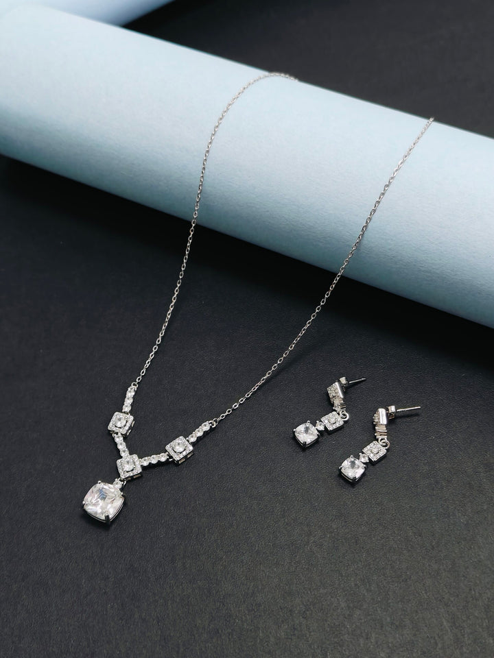 Cushion & Square CZ Pendant Set
