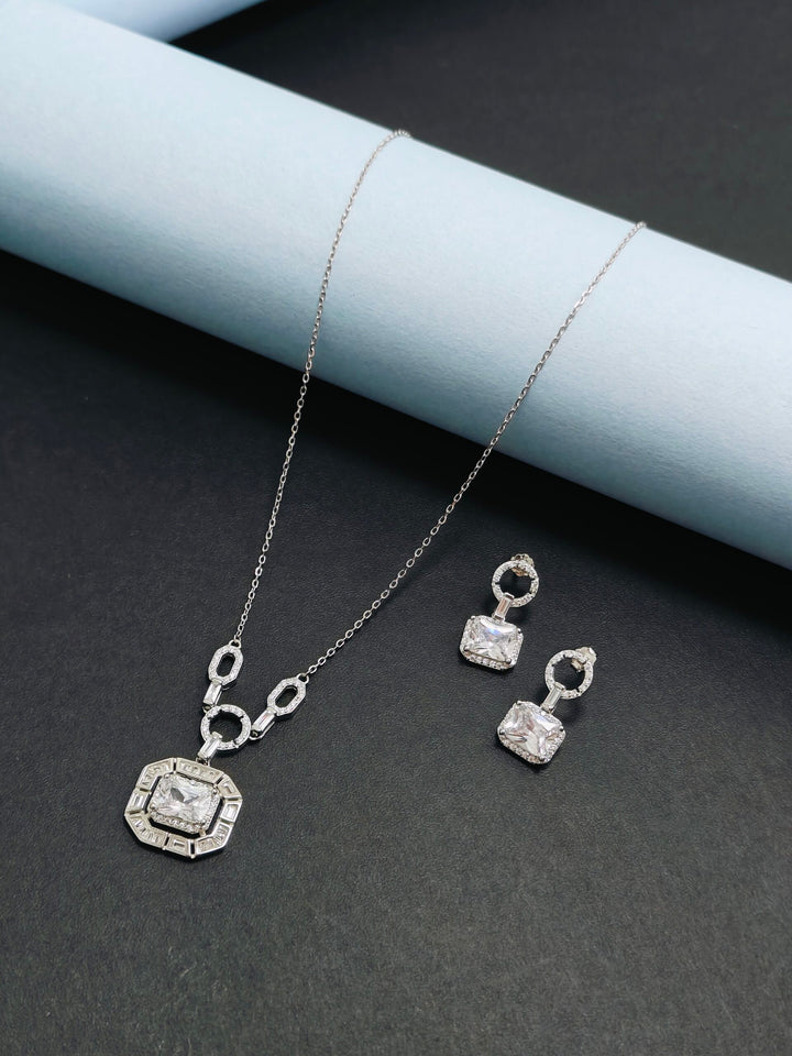 Hexagon & Oval Diamond Pendant Set