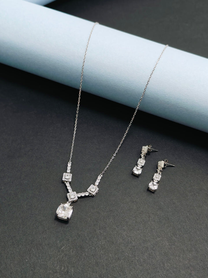 Square Cushion Crystal Pendant Set